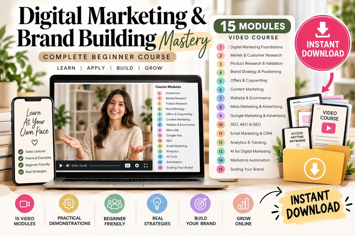 Digital Marketing & Brand Building Mastery Course (15 Video Modules)